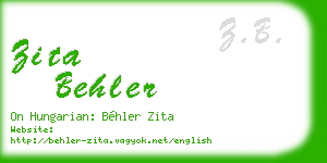 zita behler business card
